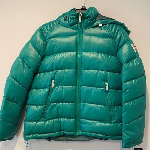 Guess Kelly Green shine puffer size L, NWT - Picture 7 of 16